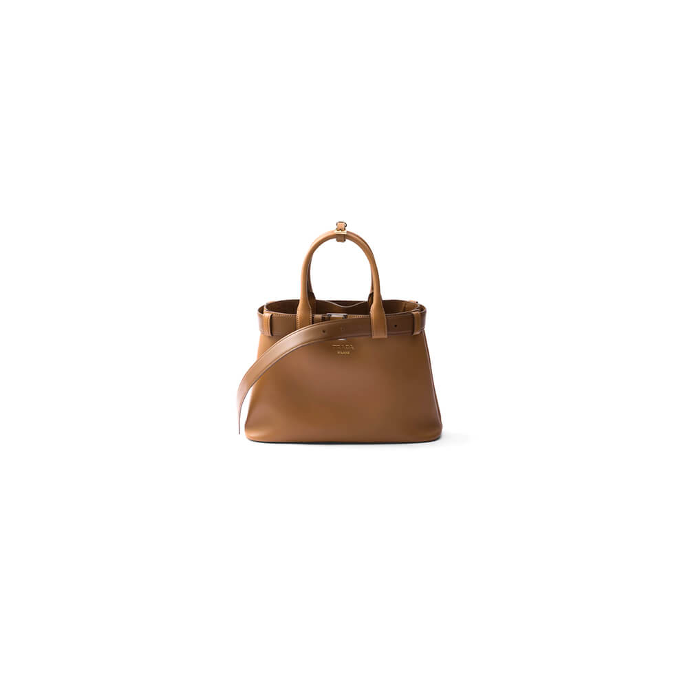 Pra*a buckle small leather handbag with belt(high-end grade)